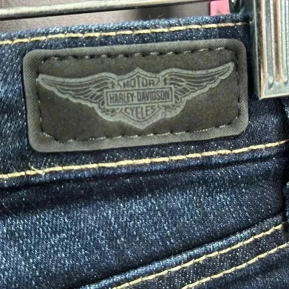 Harley Davidson Midrise boot cut,metallic thread embellished back pockets - Picture 8 of 14